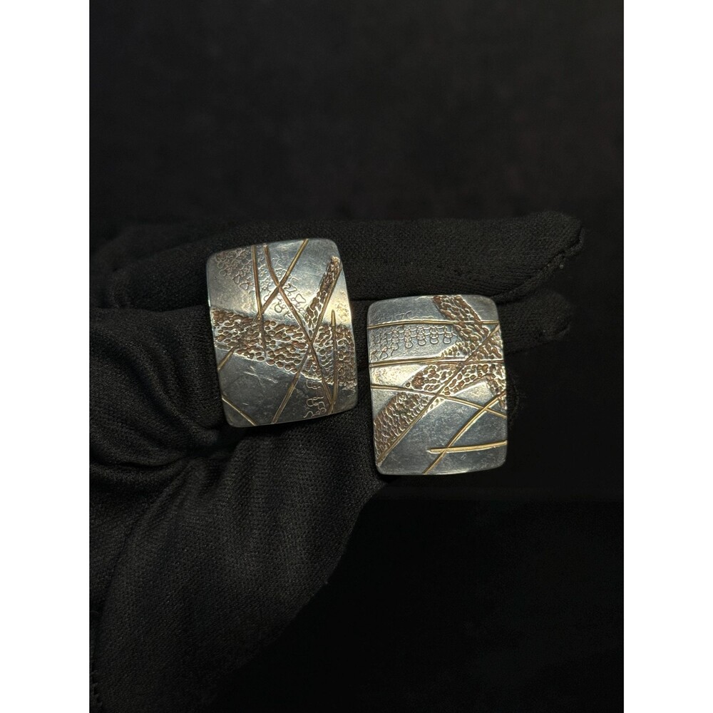 Derrick Gordon Navajo Sterling Silver Modernist Square Earrings